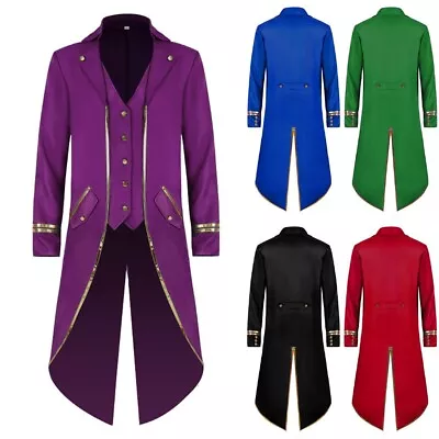 Retro Victorian Punk Tailcoat Party Long Frock Coat Costume For Men Victorian • $32.05