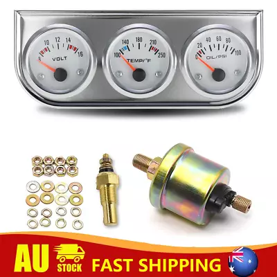 52mm Volt Meter Water Temp Oil Pressure Meter 3 In1 Car Auto Triple Gauge Kit • $34.69