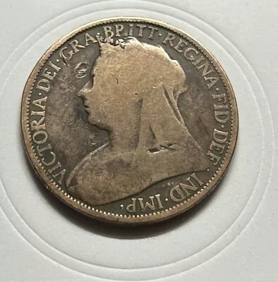 1896 Great Britain One Penny Queen Victoria Large Cent Bronze Coin (F38) • $3.99