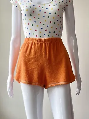 Vintage XS S 70s 80s Terry Towel Shorts High Waisted Orange  EUC • $42