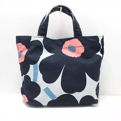 Auth Marimekko - Navy Blue Pink Cotton Tote Bag • $84