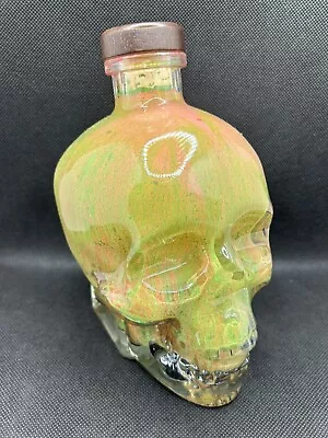 Crystal Head Vodka Bottle: Colorful Stained Glass Skull Candle Decor (EMPTY) • $14.99