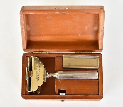 Vintage GEM Safety Razor Shaver In Wooden Box Brooklyn USA 1912 Nice! • $35