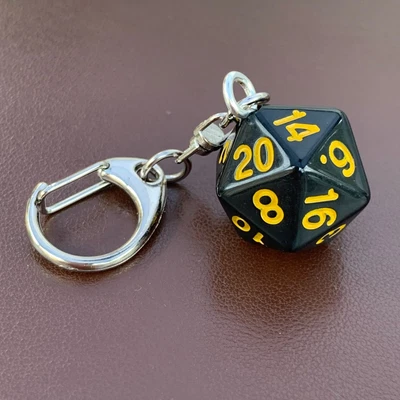 D20 Dice Keyring - Black - Opaque - Dice - Geek - Games Master - D&D. • £1.99