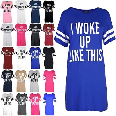 £5.99 • Buy Ladies PJ Shirt Womens I Woke Up Like This Oversized Top Baggy Tunic Night Dress