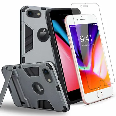 $13.29 • Buy Full Stand Armor Hard Case With Tempered Glass For IPhone X SE 2020 X 8 7 12 NEW