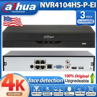 US STOCK DAHUA 4CH 4POE 1SATA AI NVR4104HS-P-EI Face Recognition Video Recorder • $153.90