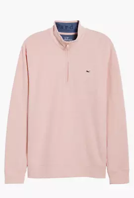 VINEYARD VINES Size Medium Mens Pink 1/4 Zip Soft Pima Cotton Sweater Sweatshirt • $49.99