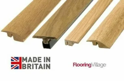 £18.99 • Buy Solid Oak Threshold Door Bar Trims Strip For Wood Floors Ramp T Bars Ends & More