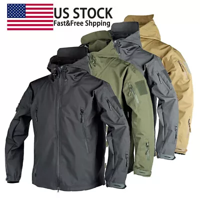 Tactical Jacket Mens Waterproof Military Coat Soft Shell Work Windbreaker Jacket • $29.44