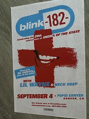 $22.22 • Buy BLINK 182 + LIL Wayne (ft Travis Barker) 11  X 17  9-4-19 Denver Concert Poster