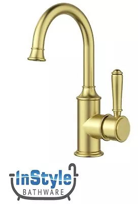 New- Vintage Range-Round Gooseneck Basin Mixer-Solid Handle-BRUSHED GOLD • $439