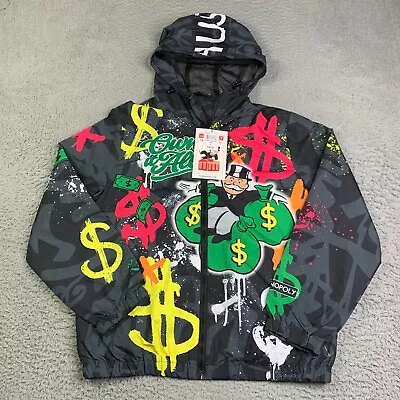 Monopoly X Tango Hotel Windbreaker Mens L Hustle For The Win Jacket Hooded New • $34.50