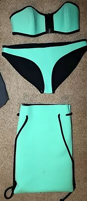 Authentic Triangl Bikini Set Milly Swimwear Swimsuit New York Green Neoprene S • $20.24