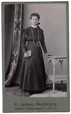 CIRCA 1870'S CDV Beautiful Woman In Black Dress Holding Book Rendsburg Germany • $9.99