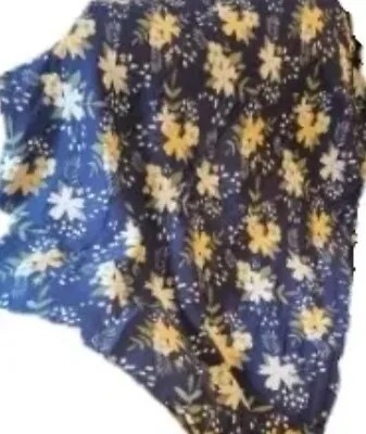 Baby Blanket Or SHAWL - Cloud Island Navy Floral Muslin 100% Cotton 47 X47   • $1.99