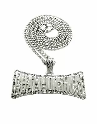 Rapper Meek Mill Championships Pendant Silver Cuban Link Chain Necklace Hiphop • $26.49