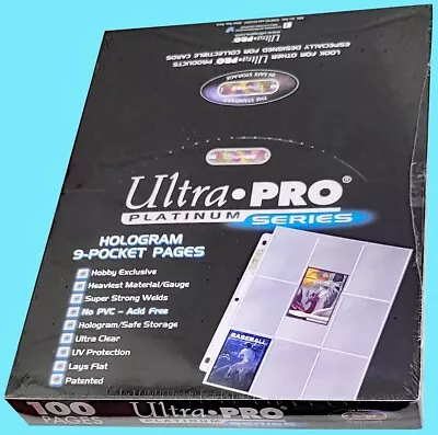 100 ULTRA PRO PLATINUM 9-POCKET Card Pages Sheets Protectors Trading Sports • $28.99