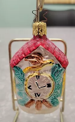 Vintage Inge Glas Black Forest Cockoo Clock Glass Christmas Ornament ~ 3.5  • $14