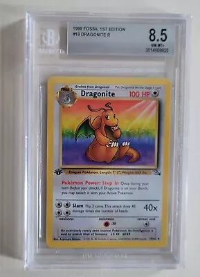 Pokemon 1999 Fossil 1st Edition #19 Dragonite Beckett Graded 8.5 NM-MT • $29.99