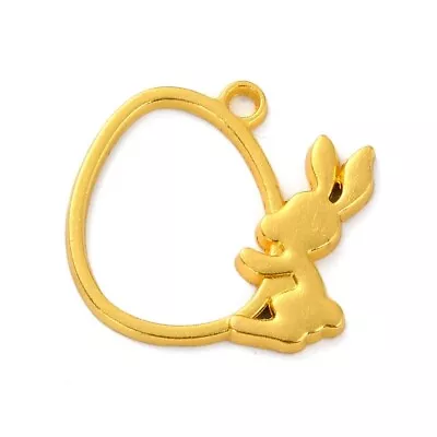 £3.40 • Buy Easter Theme Rabbit & Egg Open Back Bezel Pendants Ideal Diy Jewellery X 8