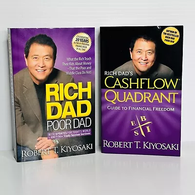Rich Dad Poor Dad + Rich Dad's Cashflow Quadrant By Robert T Kiyosaki • $26