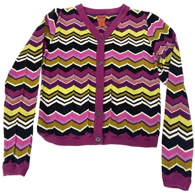 Missoni For Target Youth XL Cardigan Chevron Purple Green Black Sweater V-neck • $32.95