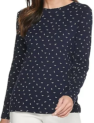 Croft & Barrow Long-sleeved Bee Print Crew Shirt NWT Womens XL Navy Blue • $11.99