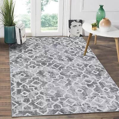 Moroccan Washable Area Rug - 3x5 Grey Distressed Entry Rug Living Room Modern... • $51.26