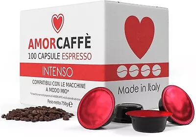 £18.95 • Buy Amorcaffe 100 Coffee Capsules Pods Compatible Lavazza A Modo Mio - Intenso Taste