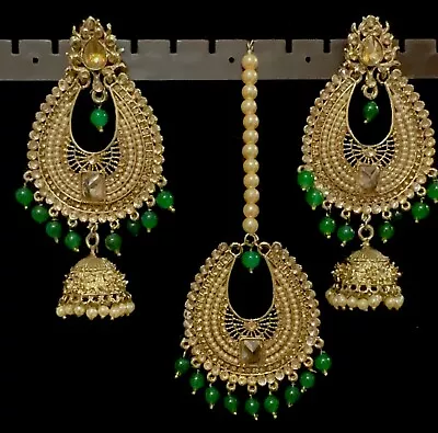 Women Indian Jewellery Earring  With Maang Tikka Set • $10