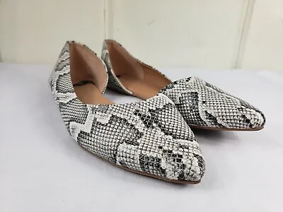 H&M Womens Brown Faux Snake Print Flats Loafers Slip On Point Toe Shoe Sz 7 / 38 • $18.99