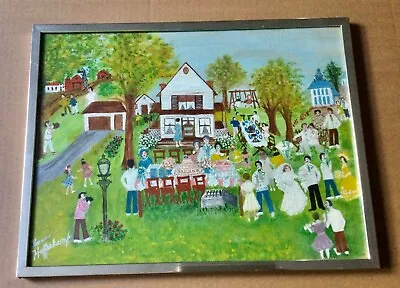 Vintage  Primitive Grandma Moses Style Painting By Theresa Hafferkamp • $149.99