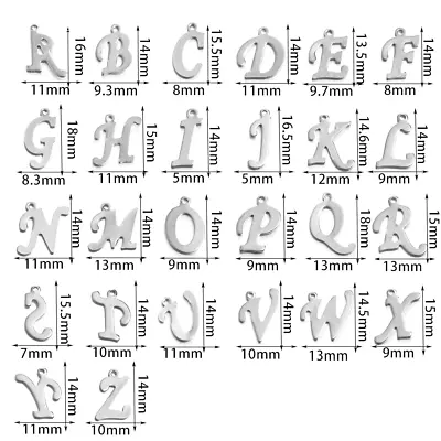16mmx11mm Stainless Steel Letter Initial Charms Pendants DIY Jewelry Making • £1.70