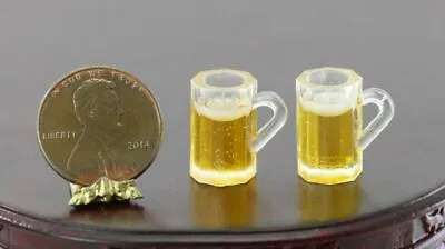 Dollhouse Miniature 1:12 Scale Set Of 2 Frothy Mugs Of Beer • $5.99