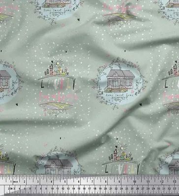 Soimoi Green Cotton Poplin Fabric Farmhouse Vintage Print Fabric-5DZ • $13.37