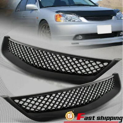 For 2001-2003 Honda Civic JDM Type R Black Mesh ABS Front Hood Grille Mesh Grill • $17.59