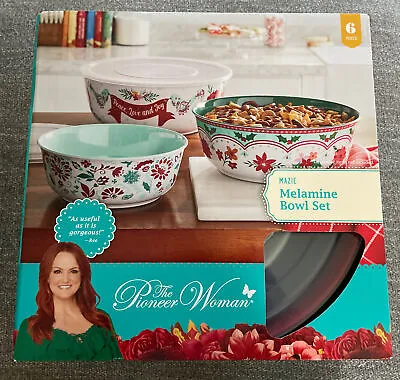 New! The Pioneer Woman Holiday Exclusive ~ Mazie Melamine Bowl Set With Lids • £18.34