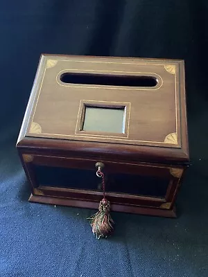 Antique English Mahogany Country House Letter Box W/ Bramah Lock • $282