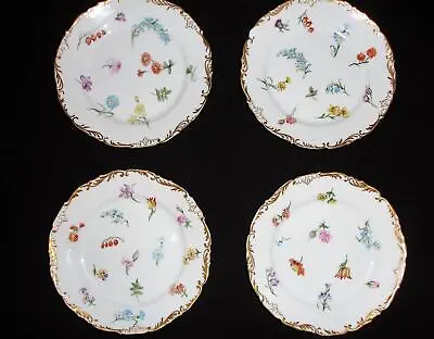 Four T & V Limoges Porcelain Small Plates Flowers Gold Trim • $10