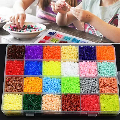 For Hama Beads Kit Kids 24 Colors 13000PCS 2.6mm DIY Craft Set Toys Gift Utility • £12.33