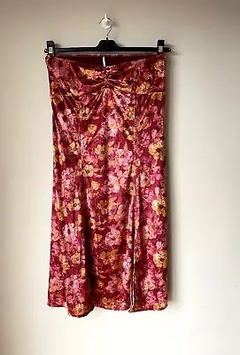 FREE PEOPLE MAXI SKIRT Carpe Diem Pink Floral Velvet M / UK 12-14 💖NEW • £25.46