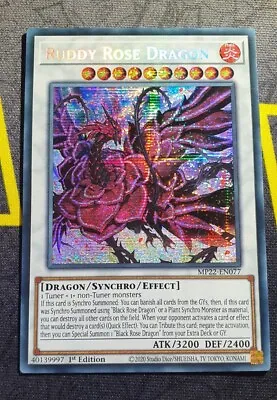 Ruddy Rose Dragon - MP22-EN077 - Prismatic Secret Rare - 1st Edition - YuGiOh • £1.25