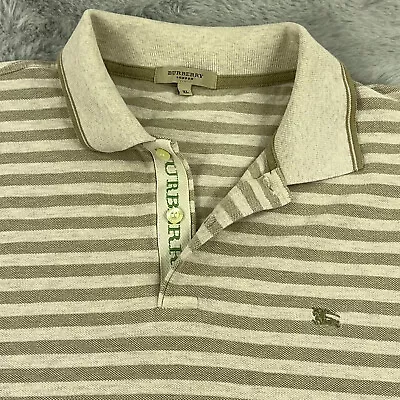 Burberry Polo Shirt Mens Extra Large Brown Stripe Golf Rugby Preppy Casual • $58.11