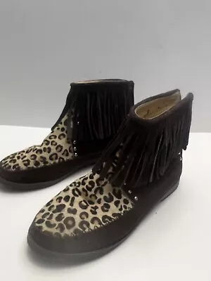 Montana West Leopard Print Ankle Zip-Up Boots. Tassel Western Boots • $14.28