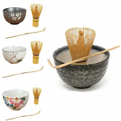 Bamboo Matcha Tea Set Ceremony Bowl Bamboo Scoop Whisk Teaware Gift 5Style 3Pcs • $37.75