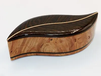 Handmade  FEATHER  Shaped Gift Box/Trinket Box With Curly Maple Burl And Wenge • $174.95