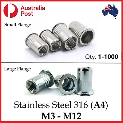 Rivet Nut S M3 M4 M5 M6 M8 M10 M12 Riv Nut Nutsert Course Stainless Steel A4 316 • $195