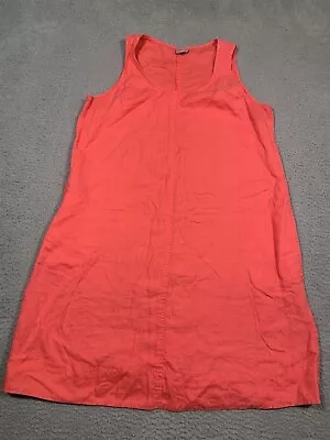 J. Jill Coral Orange Jumper Dress 100% Linen Pockets Large L Knee Length • $22