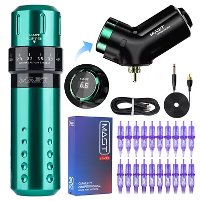 $289.99 • Buy Pro Mast Flip Rotary Tattoo Pen Machine Kit Wireless Power Battery Supply Needle